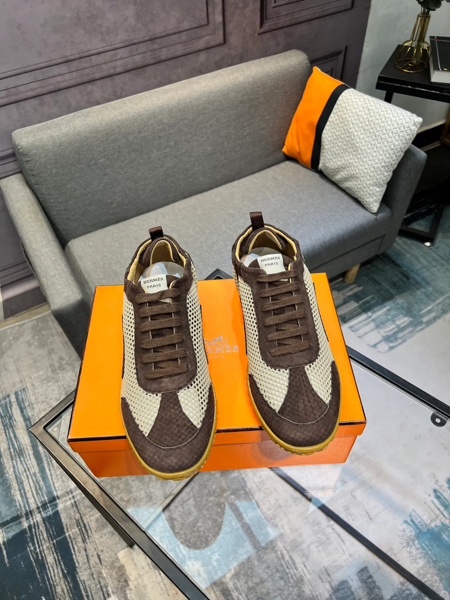 Men's shoes 💰700 [HERMES] Hermès - High-end quality original order 🔍🔍 - Upper: 🔝 cowhide suede splicing design - Inner lining: imported mixed sheepskin - Outsole: TPR foam · Rubber: two-color combined molding outsole - Super high quality control · Fine workmanship: highlighted (high-end, luxury, grade) -Size: 38-44 (45, 46, can be customized)